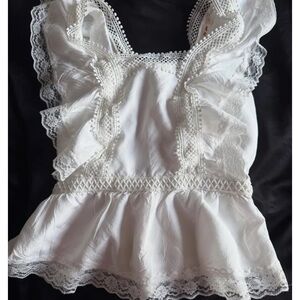 Elegant White Lace Trimmed Top